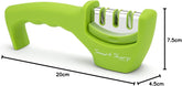Smart Sharp 3-Stage Professional Knife Sharpener – Manual Kitchen Knife Sharpener with Ceramic Stone, Tungsten Carbide & Diamond Rods – Non-Slip Ergonomic Handle (Green)